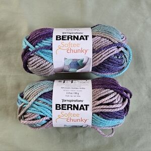 Yarnspirations Bernat Softee Chunky Yarn Multicolor Shadow Ombre Set of2 Destash